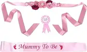 FRCOLOR 1 Set Shower Flower Sash with Corsage for Mom and Dad Soft Maternity Sash and Pins for Celebrations Elegant Floral Decorations for Shower Photography
