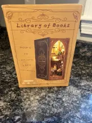 DIY Book End Nook Kit “Library of Books” Miniature Shelf House LED Lights SL06A
