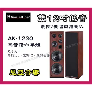 台灣撼聲AudioKing AK-1230雙12吋低音家庭劇院/歌唱兩用喇叭【恩亞音響】雙12吋唱歌喇叭