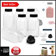 Transparent 32 Oz Spice Storage Jars - Stackable Black Cap Containers, 6 Pack