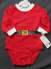 Carters Baby Boys Santa Clause Christmas Bodysuit Red Infant Size 3 Months New
