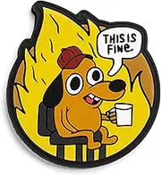 Boundless Performance This is Fine Military Morale Hook and Loop Patch - Funny Tactical for Backpacks, Dog Harnesses, Army Vests, Hats, Helmets Cool PVC Rubber Boosts Moral During Airsoft Paintball