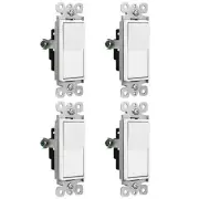 4PCS Single Pole Decorative Light Switch 120/277V Decorator Paddle Rocker On/Off