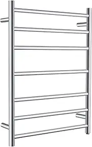 Decaura 7-Bar Heated Towel Rail, Electric Towel Warmer for Bathroom, Wall-Mounted, IP55 Waterproof, Plug-in or Hardwired, Stainless Steel, 600Wx800Hx122D mm