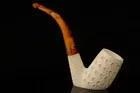 Lattice Sitter Hand Carved Block Meerschaum Pipe with fitted case 14534