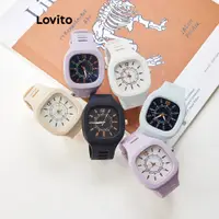 在飛比找蝦皮商城優惠-Lovito 女士休閒素色方形石英手錶 LFA78165