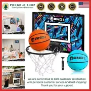 Over the Door Mini Basketball Hoop: 18x12 Shatterproof Backboard, 2 Mini Bask...