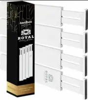 Expandable Bamboo Kitchen Drawer Dividers Adjustable 4Pcs, "17.5 2.5" 5/8" WHITE