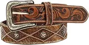 [ARIAT] Men's Calf Hair Concho Tooled Belt