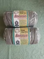 Lot Of 2 Bonnie Craft Cord 4mm 100yd / 90m NEW Pepperell Braiding Company GRAY