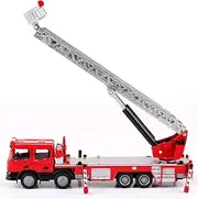 Fire Truck Toy Diecast Metal Ladder Crane Fire Rescue Model Detailed 1:50 Scale KDW 625015 Toy Model Fire Engine Amazing Working Extendable Ladder to 40cm! for Diecast Collectors