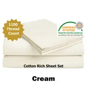 Accessorize 1100TC 4 Pce Cotton Rich Sheet Set 40cm Wall (Queen, King)