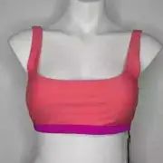 NWT DKNY peach purple scoop neck bikini top L