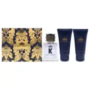 K by Dolce and Gabbana for Men - 3 Pc Gift Set 1.6oz EDT Spray, 1.6oz Shower Gel, 1.6oz After Shave Balm