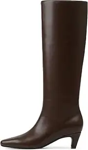 [Modatope] Knee High Boots Women Square Toe Kitten Heel Tall Boots Womens Fashion Long Boots