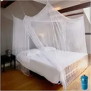 EVEN Naturals MOSQUITO NET for Bed Canopy, Tent for Full, Double, Queen to Super King Size, EXTRA LARGE Square Curtains, White Mosquito Netting with 2 Openings, Easy Installation, Carry Bag