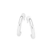 Silver Polished Crescent Hoop Stud Earrings