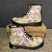 Dr. Martens YOUTH Size 5 1460 Floral Mash Up K Hydro Leather Lace Up Boots