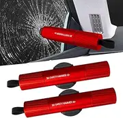 2 Pack Car Safety Hammer Emergency Escape Tool One Second Window Breaker Belt Cutter Spring Type Car Glass Breaker for Land and Underwater Life-Saving Emergency Essentials (Red+Red)