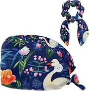 [YTYVAGT] Scrub Caps Women,Scrub Hats Suitable for Women,Colorful Floral Plant Swan