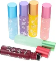 Healeved 6Pcs Essential Oil Roller Bottles Printed Bottles with Roller Ball for Easy Application for Storing Perfume and Essential Oils Durable Stylish