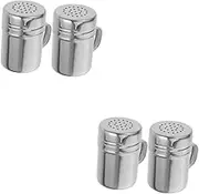 2sets -in-one Flour Sifter Duster Set Stainless Steel Shaker Jar Lid Hand Sifter Small Shaker Salt Container for Baking Cooking 2pcs*2