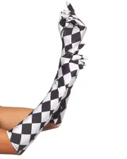 Satin Harlequin Elbow Length Gloves