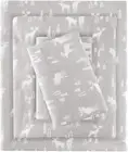 Woolrich 4 PC Sheet Set Cottage Charms Print 100% Cotton Flannel Cal King Gray
