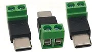 Qaoquda 3Pack USB Type C Male to 2 Pin Screw Terminal Solderless Bolt Screw Terminals Converter Charging Adapter