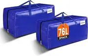 [BlissTotes] Moving Bags, Heavy Duty Moving Supplies & Storage Bags, Extra Large Packing Bags, Moving Boxes with Tag Pockets, Collapsible Storage Totes for Moving Supplies, 76L, 2 Packs