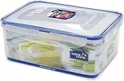 LocknLock Classic Rectangle Tall Food Container, Clear/blue Seal, 70075 2.3 L
