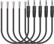 MEIRIYFA 3.5mm Male Plug to Bare Wire Stereo Audio Cable, 1/8" 3.5mm TRS 3 Pole Plug Pigtail Open End Audio Cable for Headphone Headset Speaker Replacement Cable Repair (5Pack, 1M) (TRS Male)