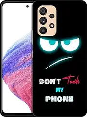 [GlamCase] for Samsung Galaxy A53 5G, Samsung Galaxy A53 5G Case - Don't Touch My Phone Teal Eyes Printed Sleek Cute Plastic Hard Protective Back Phone Case for Samsung A53 5G