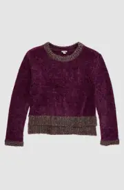 $64 Habitual Kid's Girl's Purple Cassidy Metallic Trim Chenille Sweater Size 12