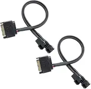 Tunghey 2Pack SATA to 2-Way Fan Splitter Adapter Cable - Sleeved Braided Y Splitter for Computer Case PC 3/4 Pin Extension Power Cable - SATA to Fan Converter 27cm (1to2)