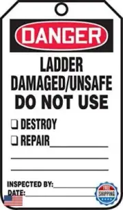Accuform MDT234CTP PF-Cardstock Safety Tag, Legend "Danger Ladder Damaged/Uns