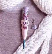 Handmade Polymer Clay Cute Jackalope Crochet Hook Ergonomic