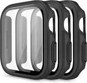 [3 Pack] Hard PC Case for Apple Watch Case Series 9& Series 8& Series 7 45mm with Tempered Glass Screen Protector, Full Hard Ultra-Thin Scratch Resistant Bumper Protective Cover
