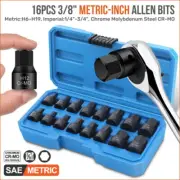 16PCS Hexagon Socket Screwdriver Bit 3/8" Socket for Electric Single End Spanner