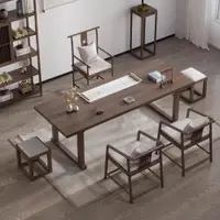 在飛比找ETMall東森購物網優惠-新中式全實木書桌現代簡約辦公桌客廳實木桌家用書房原木桌椅組合