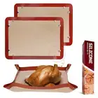 16.5in. x 11.6in. Non-Stick Silicone Reusable Roasting & Baking Mat Sheet Set wi