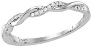 14k White Gold Round Diamond Twist Stackable Band Ring 1/12 Cttw Size 6