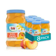 Dole Yellow Cling Sliced Peaches in 100% Fruit Juice, 23.5 Oz Resealable Jars, 8