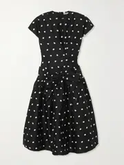 [BATSHEVA] BATSHEVA - Buffy Embroidered Polka-dot Taffeta Midi Dress - Black - US16 US16 Black