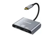mbeat Tough Link USB-C to DPHDMI Dual 4K 60Hz MST Adapter 4K (3840x2160) 60Hz, 4K (3840x2160) 30Hz, 2K (2560x1440) 60Hz - Space Grey