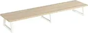 TEAMIX 42 inch Large Dual Monitor Riser,Rustic Brown Extra Long TV Stand Riser Monitor Stand for 2 Monitors Wood & Steel Desktop Riser with Storage for Dual Screen Office Desk Organization (Maple)