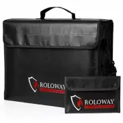 FIREPROOF BAG Document Money Valuables Bags Water Resistant Black XXL ROLOWAY
