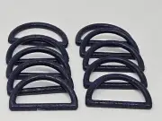 10 Vintage Navy Blue Plastic Faux Wood Grain Texture 2" Dee Macrame Craft Rings