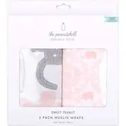 2pc The Peanutshell 120cm Cotton Sweet Peanut Muslin Wraps Baby Cot Blanket