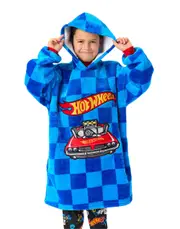 Hot Wheels Boys Blanket Hoodie Blue Car Pocket 6-8 Years